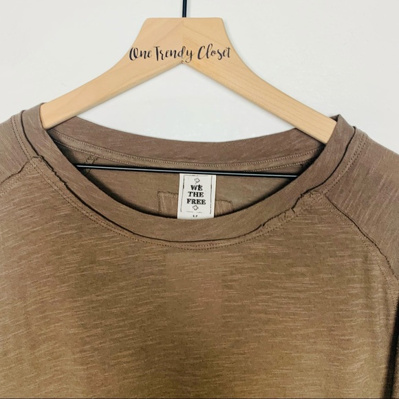 FREE PEOPLE | WE THE FREE NWT  ARDEN TEE LONG SLEEVE TEE LITE BARK BROWN SIZE S - Picture 6 of 10
